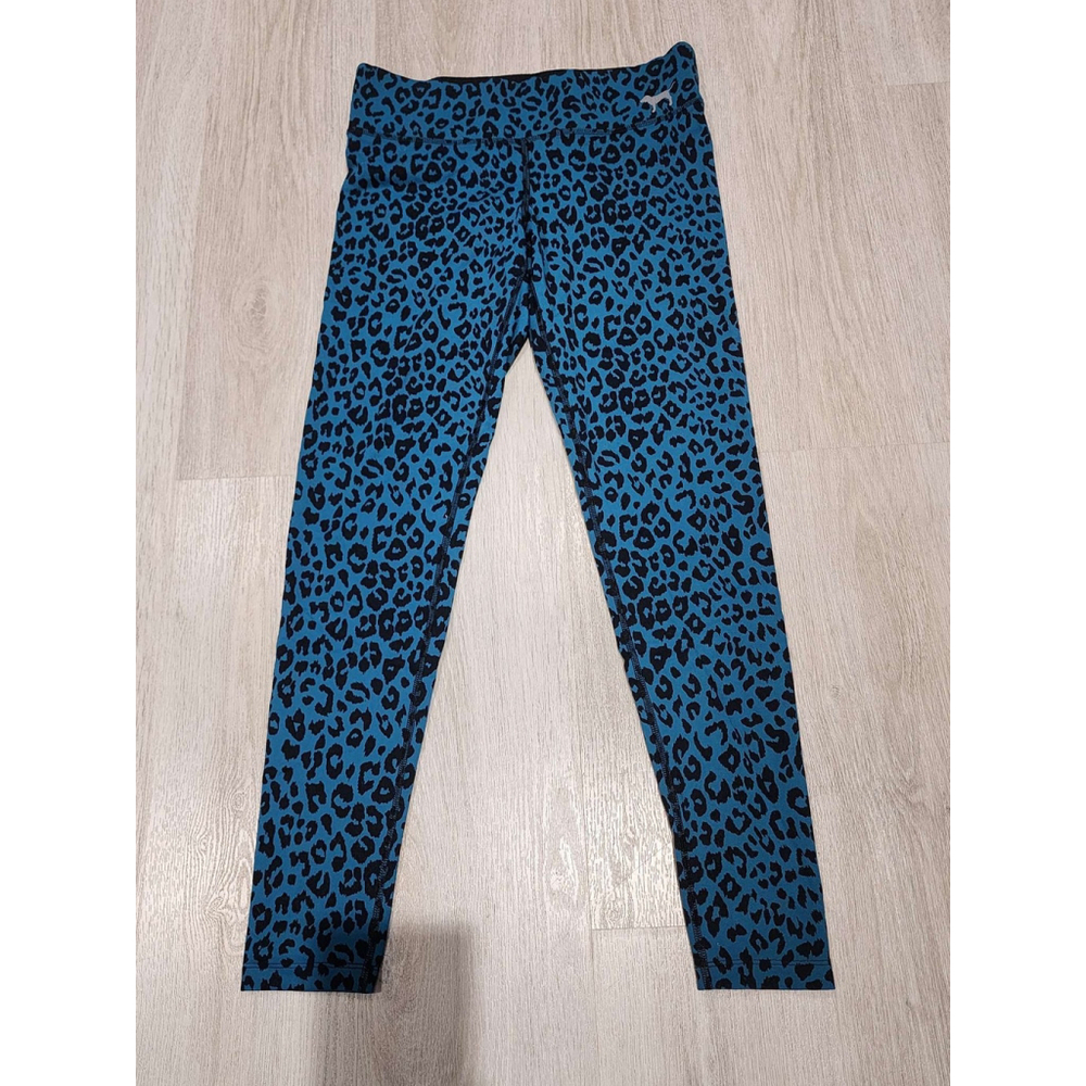 Victoria's Secret PINK Yoga Leopard Print Leggings Black Blue Mid-Rise Used